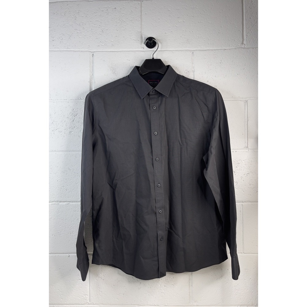 UNTUCKit Men XXL Slim Fit Black Stone Wrinkle Free Long Sleeve Button Down Shirt